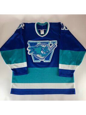 Worcester IceCats AHL Vintage Blue CCM Jersey Mens Large